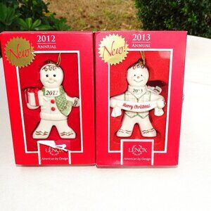 Lenox 2012 & 2013 Delicious Delivery Gingerbread Men Ornaments in Boxes